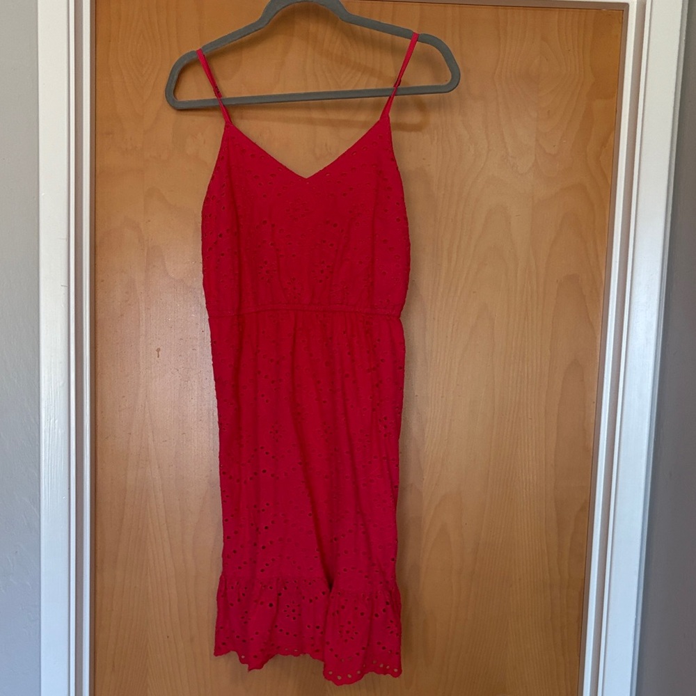 Red Sleeveless Dress with Eyelet Details juniors sz medium